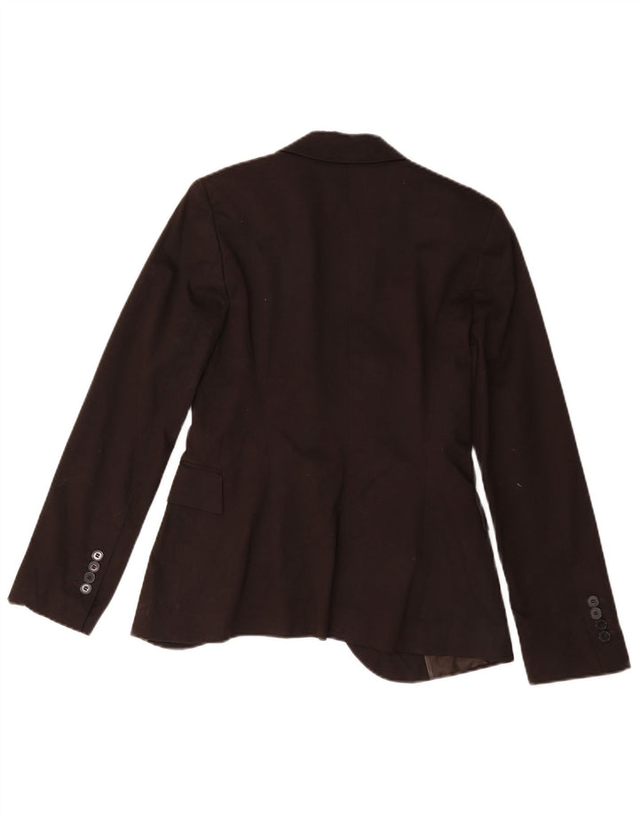 Zara Damen 1-Knopf-Blazer-Jacke, UK 10, kleine braune Baumwolle