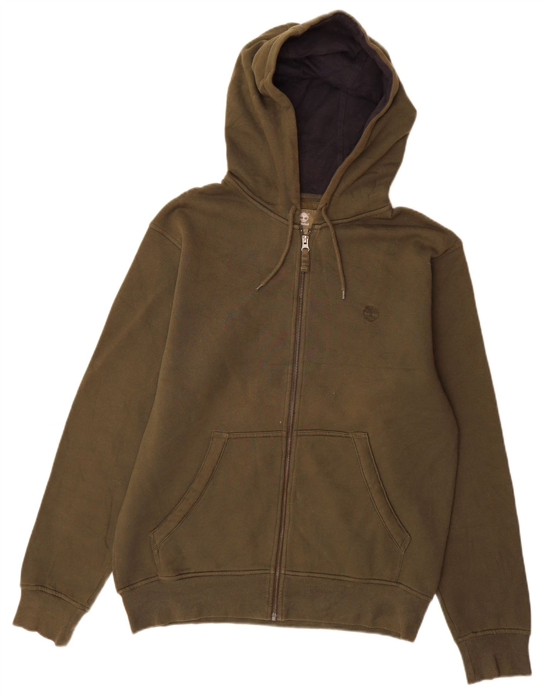 Timberland Herren-Kapuzenpullover mit normaler Passform und Reißverschluss, mittlere Khaki-Baumwolle