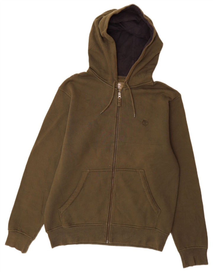 Timberland Herren-Kapuzenpullover mit normaler Passform und Reißverschluss, mittlere Khaki-Baumwolle