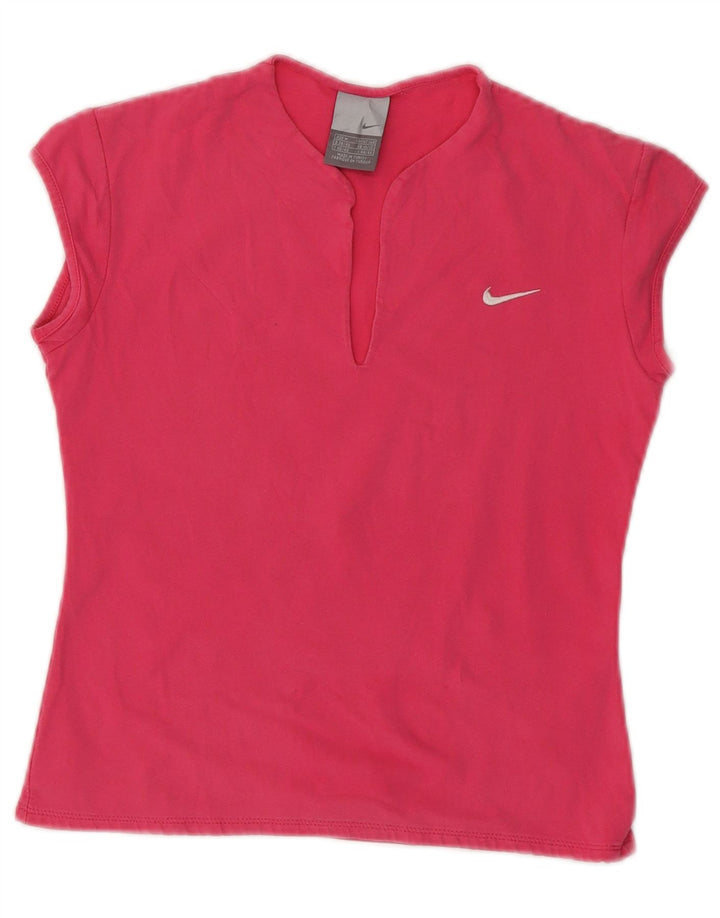 Nike Damen Crop T-Shirt Top UK 10/12 Mittelrosa Baumwolle