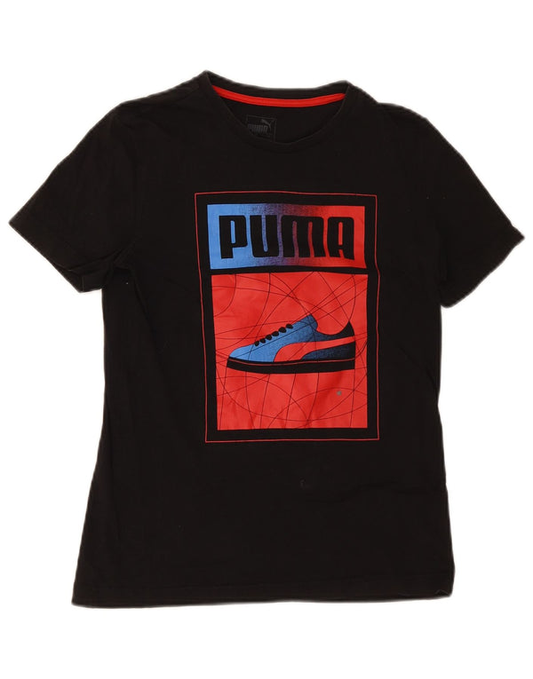 Puma Jungen T-Shirt mit Grafik, 13–14 Jahre, XL, schwarze Baumwolle