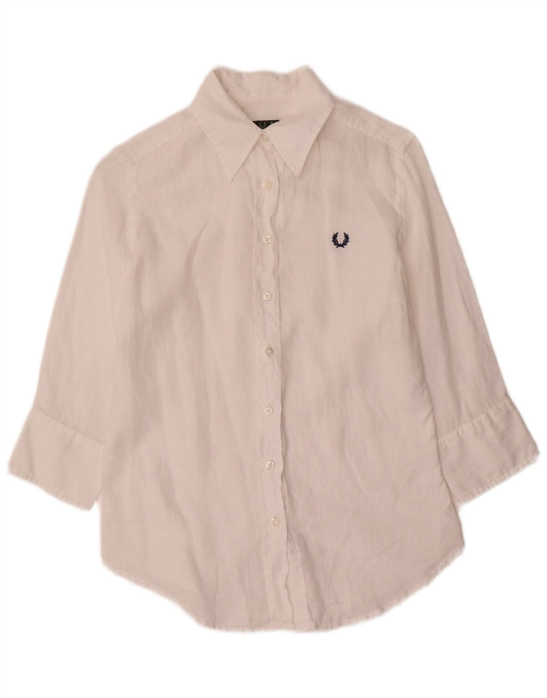 Fred Perry Damen-Hemd mit 3/4-Ärmeln, UK 10, Größe S, weißes Leinen