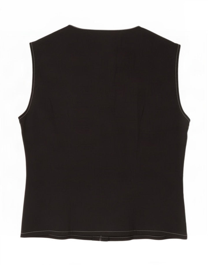 Vintage Damen Ärmellose Hemdbluse IT 42 Mittelgraue Seide