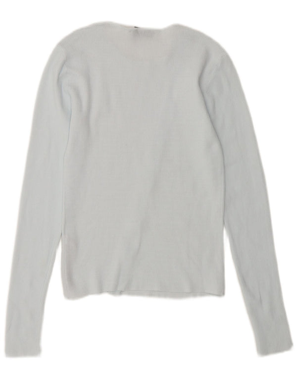 Zara Damen Crop Cardigan Top UK 10 Small Blaues Nylon