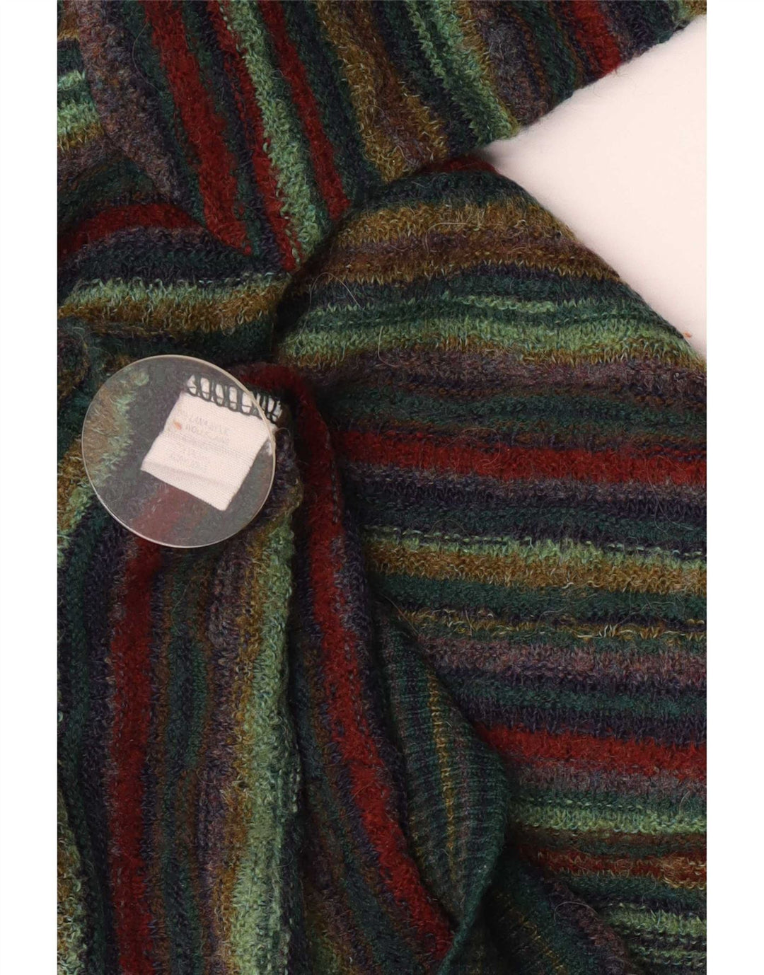 Vintage Herren Pullover mit V-Ausschnitt, groß, grün gestreift, Wolle