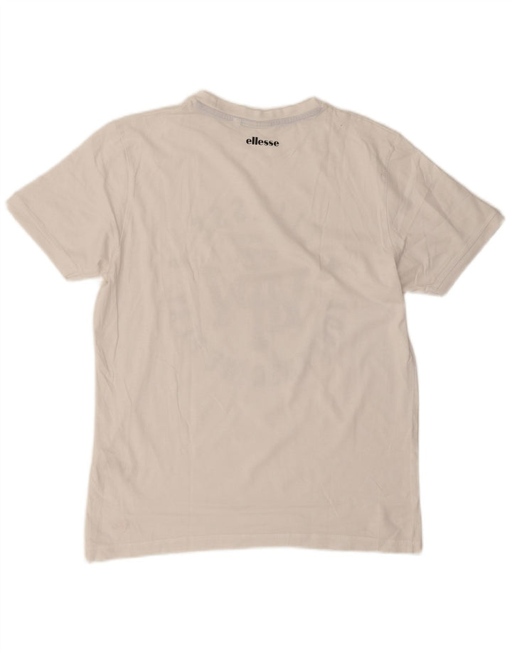Ellesse Womens Graphic T-Shirt Top UK 14 Mittelweiße Baumwolle