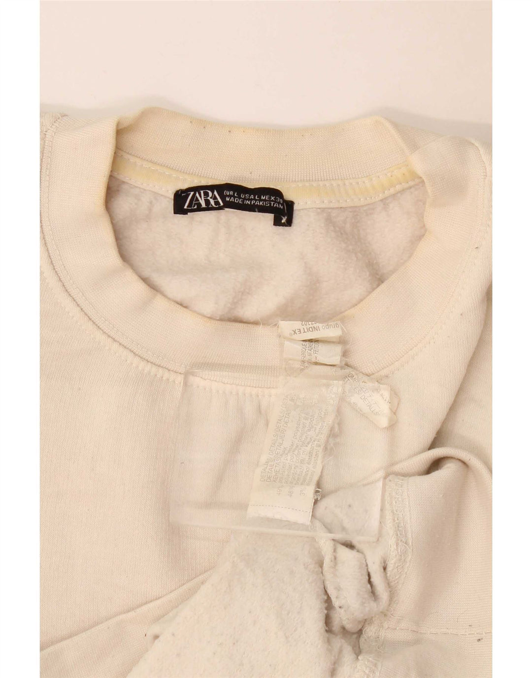 Zara Damen Sweatshirt Pullover UK 16 Large Off White Polyester