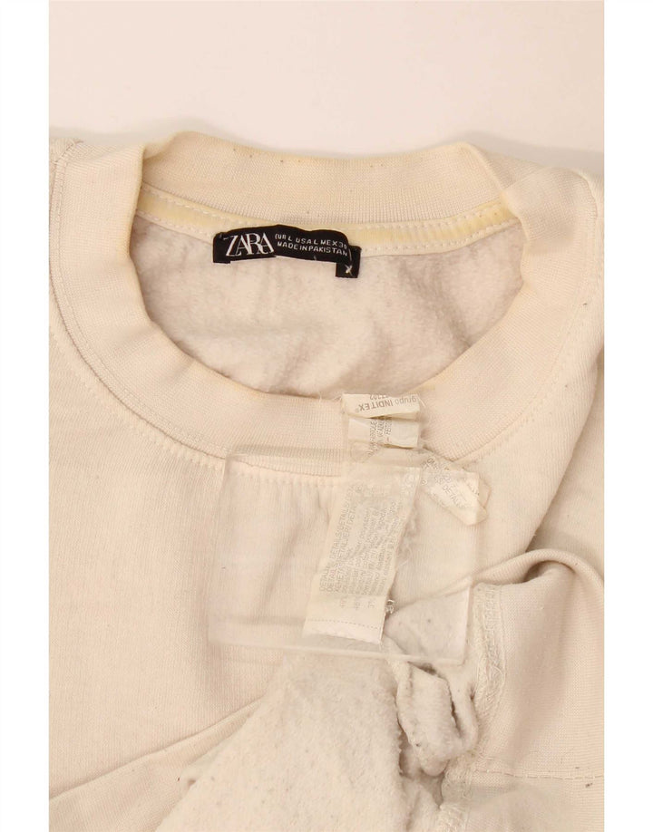 Zara Damen Sweatshirt Pullover UK 16 Large Off White Polyester