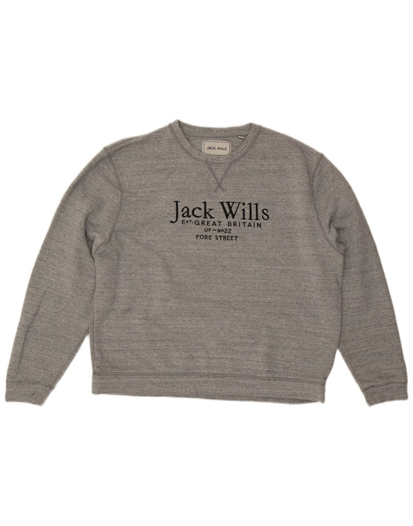 JACK & JONES Herren-Sweatshirt mit Grafik, 2XL, grau meliert, Baumwolle