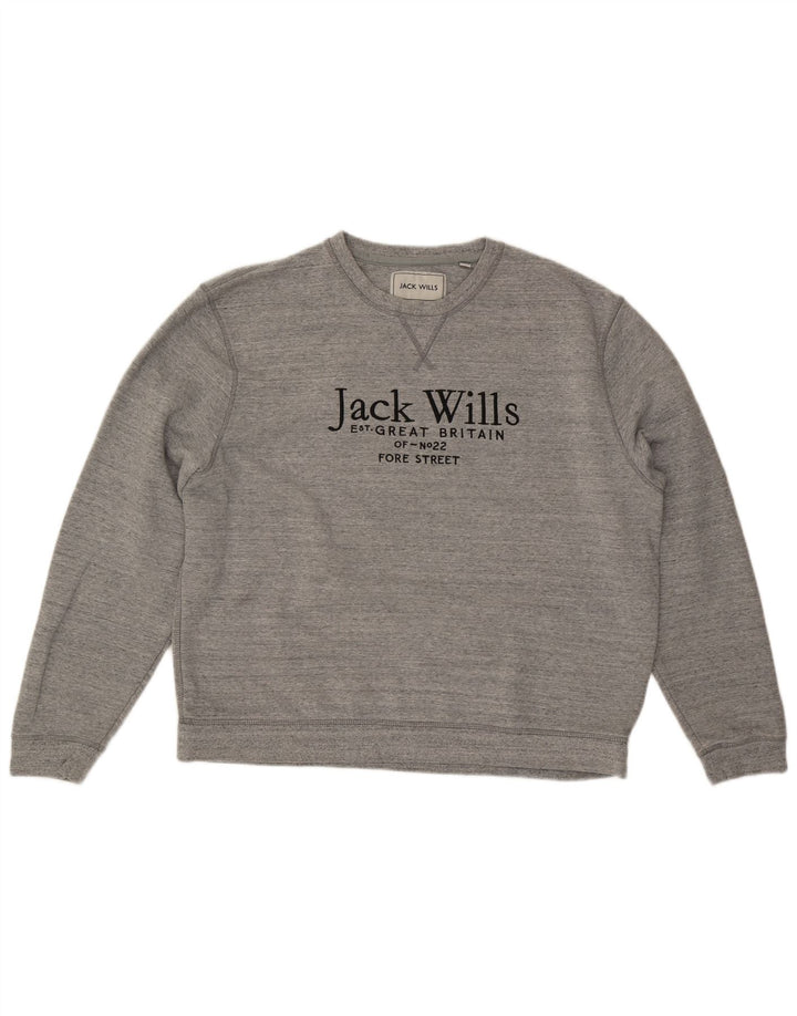 JACK & JONES Herren-Sweatshirt mit Grafik, 2XL, grau meliert, Baumwolle