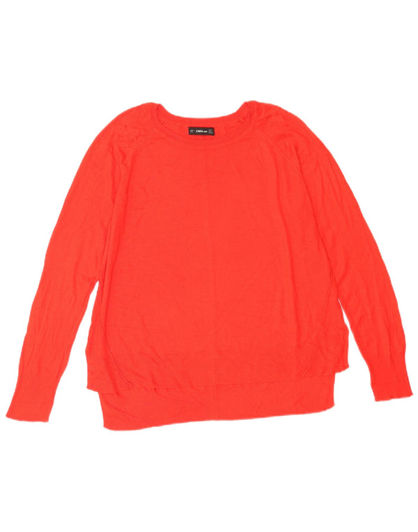 Zara Damen-Pullover mit U-Boot-Ausschnitt, Gr. 14, Mittelrot