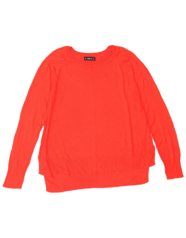 Zara Damen-Pullover mit U-Boot-Ausschnitt, Gr. 14, Mittelrot