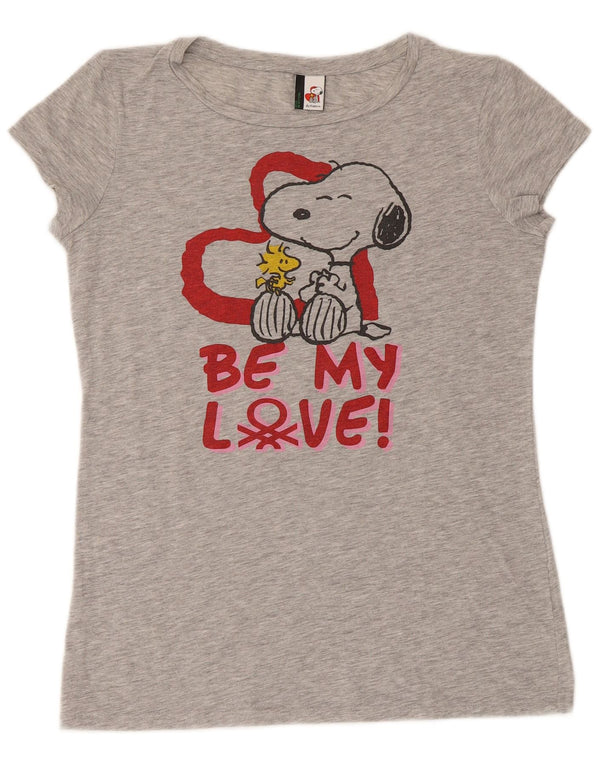 Benetton Damen Snoopy Graphic T-Shirt Top UK 12 Mittelgrau meliert