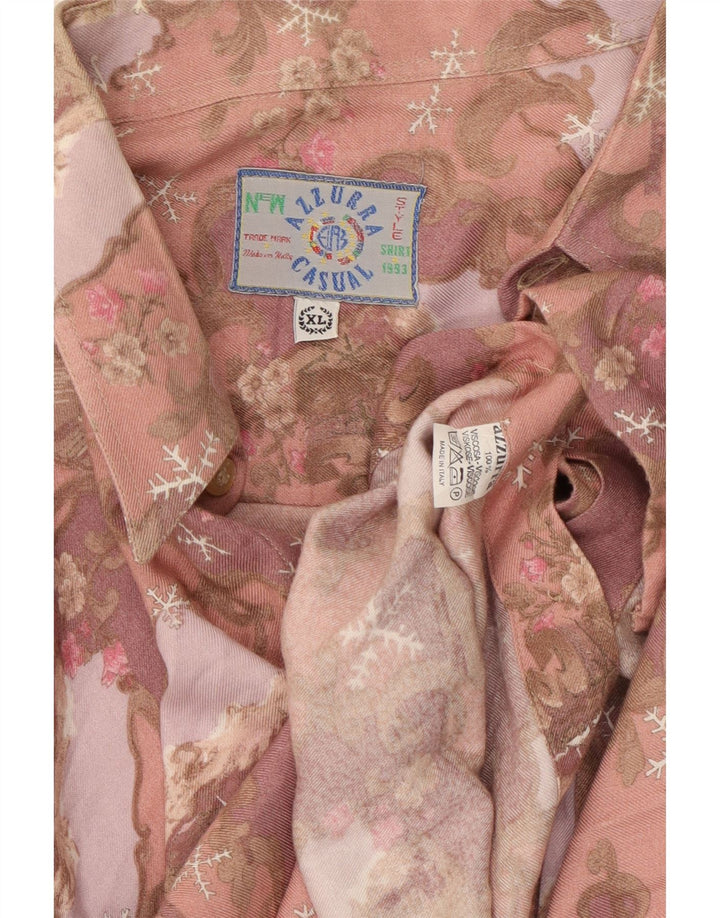 Azzurra Herrenhemd XL Rosa Blumenviskose