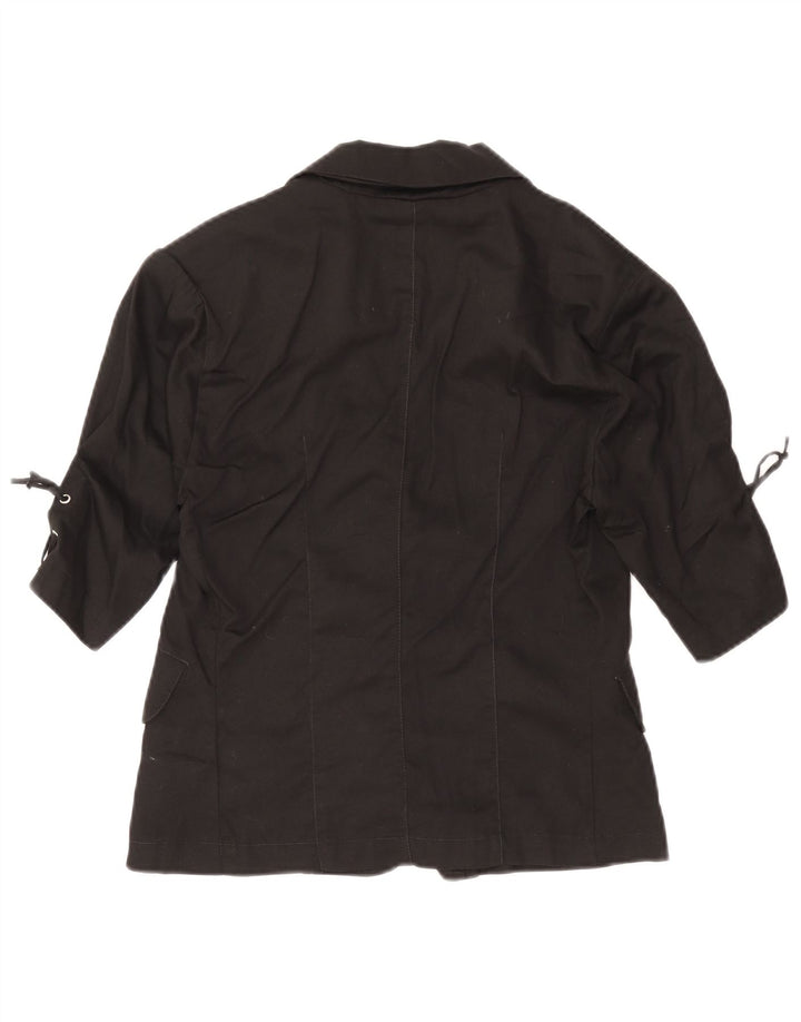 Nitya Damen-Blazerjacke mit 3 Knöpfen und 3/4-Ärmeln, IT 40, Größe S, Schwarz, Baumwolle