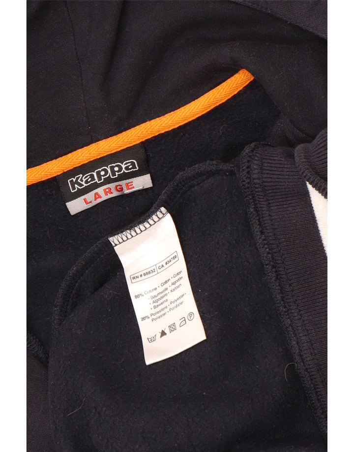 Kappa Herren-Kapuzenpullover mit grafischem Reißverschluss, groß, aus schwarzer Baumwolle