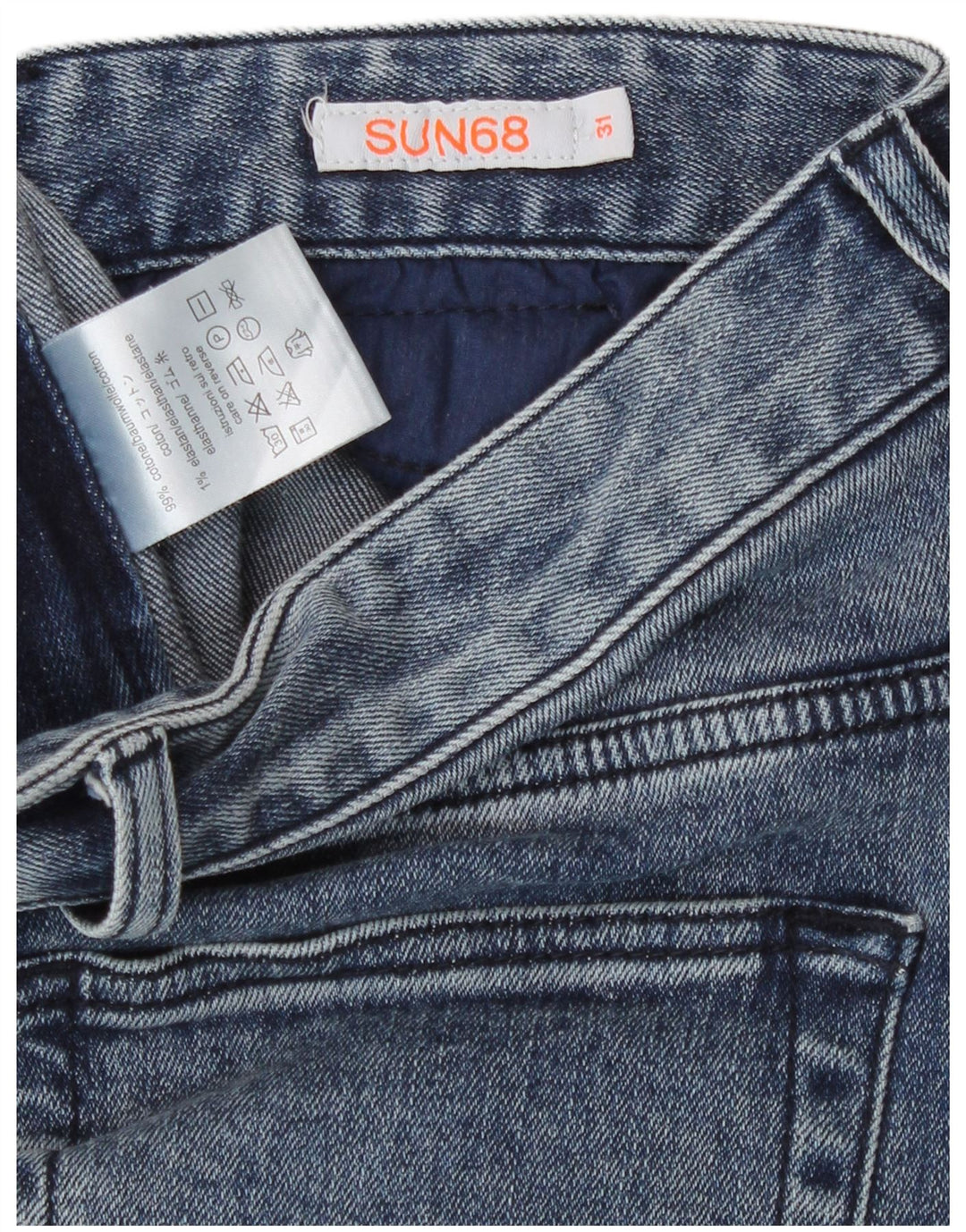 Sun68 Herren Slim Jeans W31 L30 Blaue Baumwolle