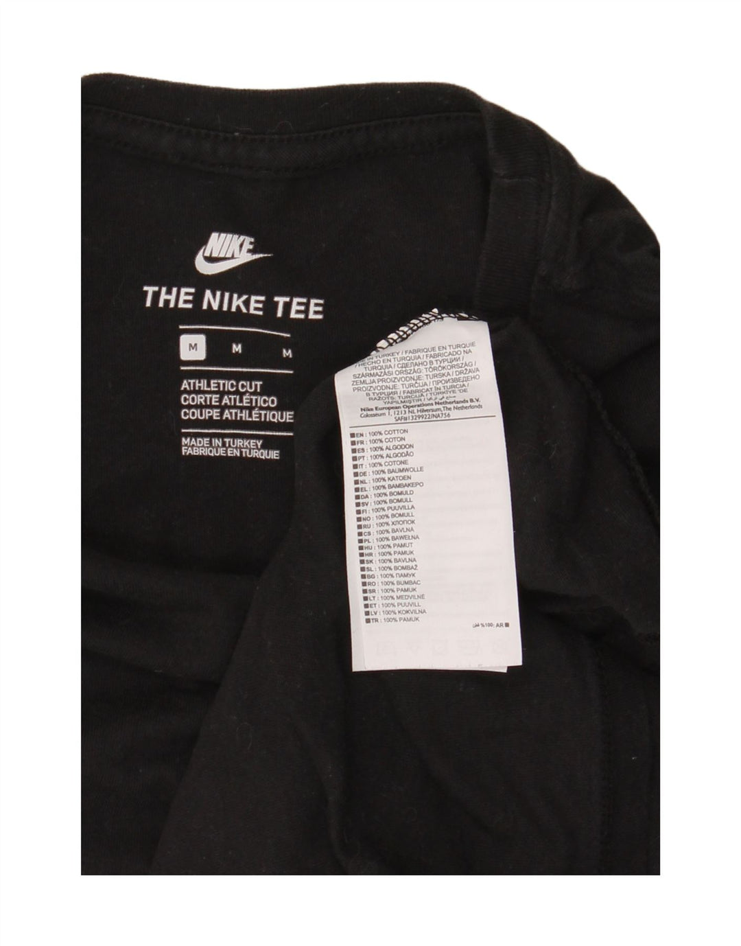 Nike Herren Athletic Cut T-Shirt-Oberteil aus mittelschwarzer Baumwolle