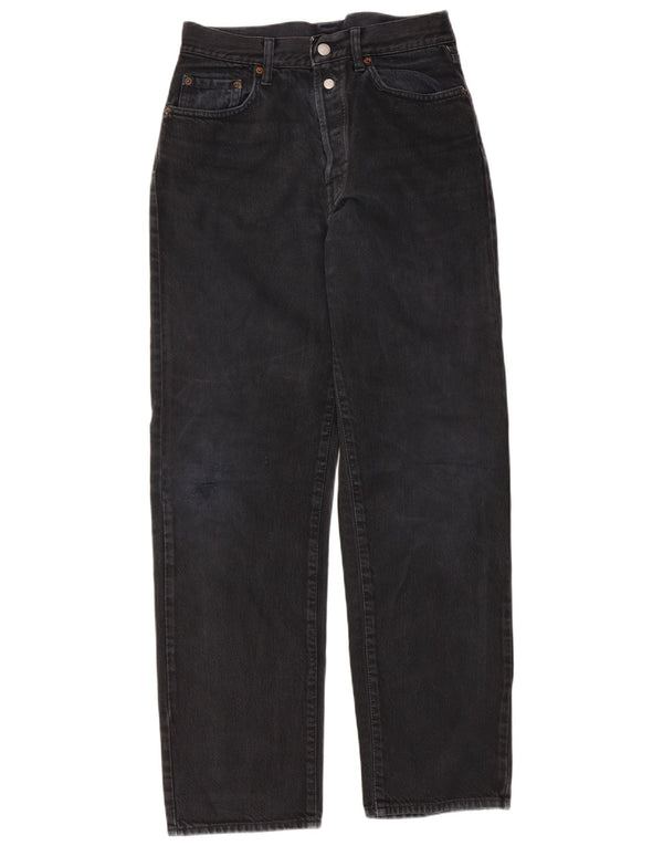 Replay Damen High Waist Tapered Jeans W28 L30 Schwarz