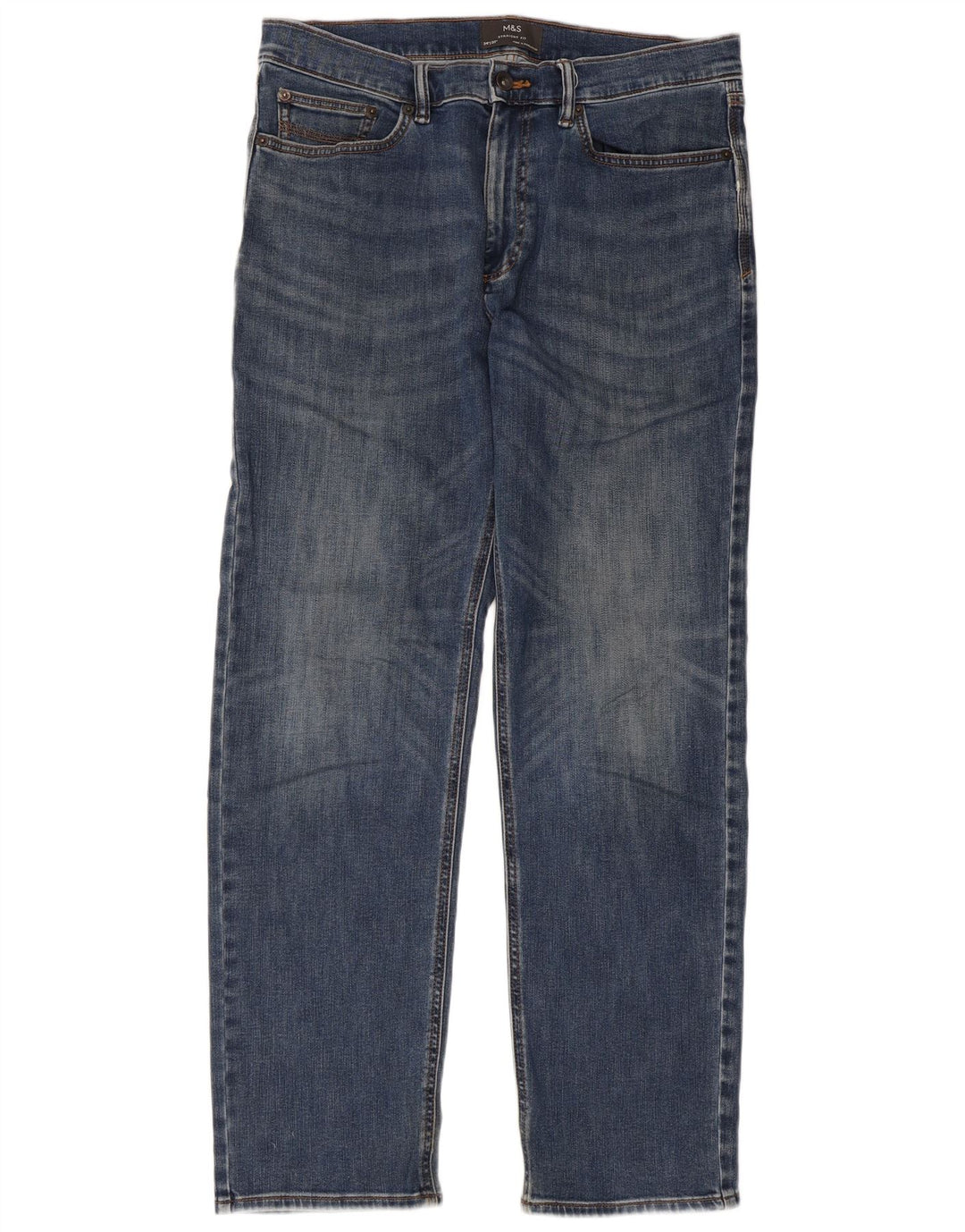 Marks & Spencer Herren Straight Jeans W34 L31 Blaue Baumwolle