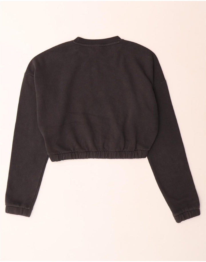 ADIDAS Damen Crop Oversized Sweatshirt Pullover UK 8/10 Small Graue Baumwolle