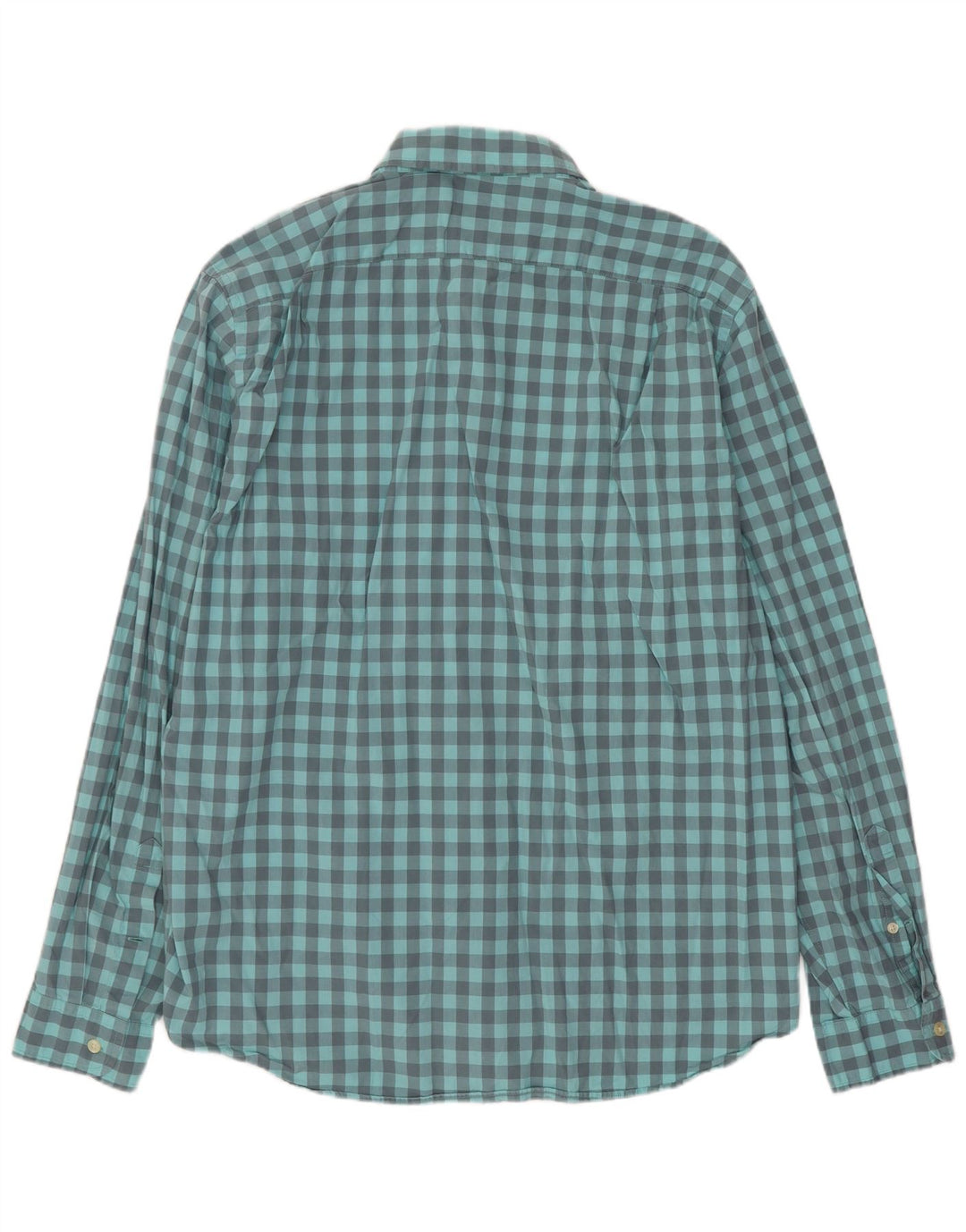 J. Crew Herrenhemd, groß, blau, Gingham-Baumwolle