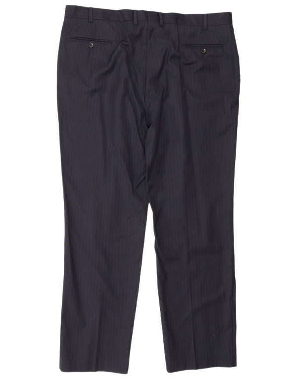 Marks & Spencer Herren-Anzughose, gerade, W42, L33, marineblau, gestreift, Wolle
