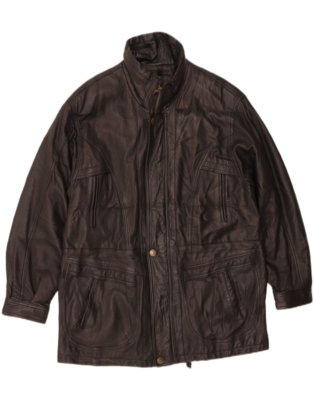 Vintage Herren Lederjacke IT 52 XL Schwarzes Leder