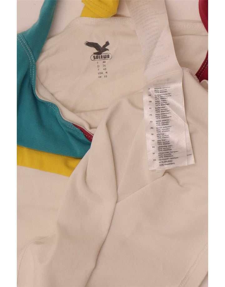 SALEWA Neckholder-Top für Damen, UK 10, Größe S, Weiß, Colourblock-Baumwolle