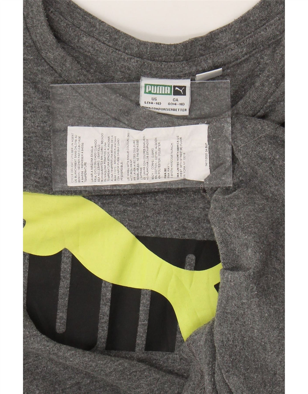 PUMA Jungen T-Shirt mit Grafik, 14–15 Jahre, Größe L, Grau, Baumwolle