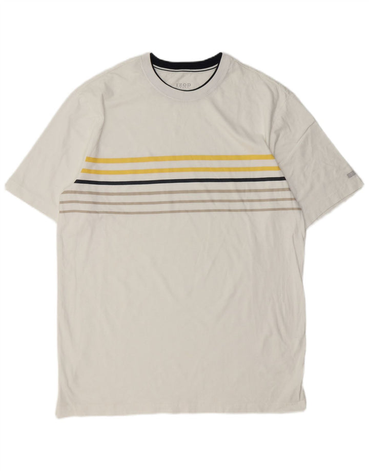 Izod Herren-T-Shirt-Oberteil, groß, weiß gestreift, Baumwolle