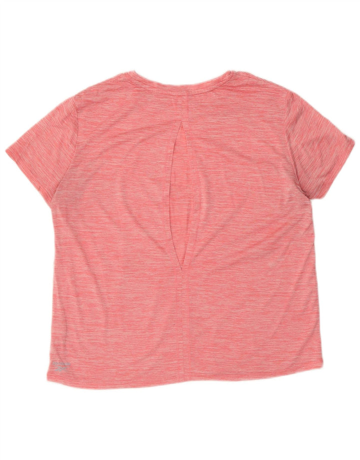 Reebok Damen Grafik-T-Shirt-Oberteil UK 12 Mittelrosa meliertes Polyester