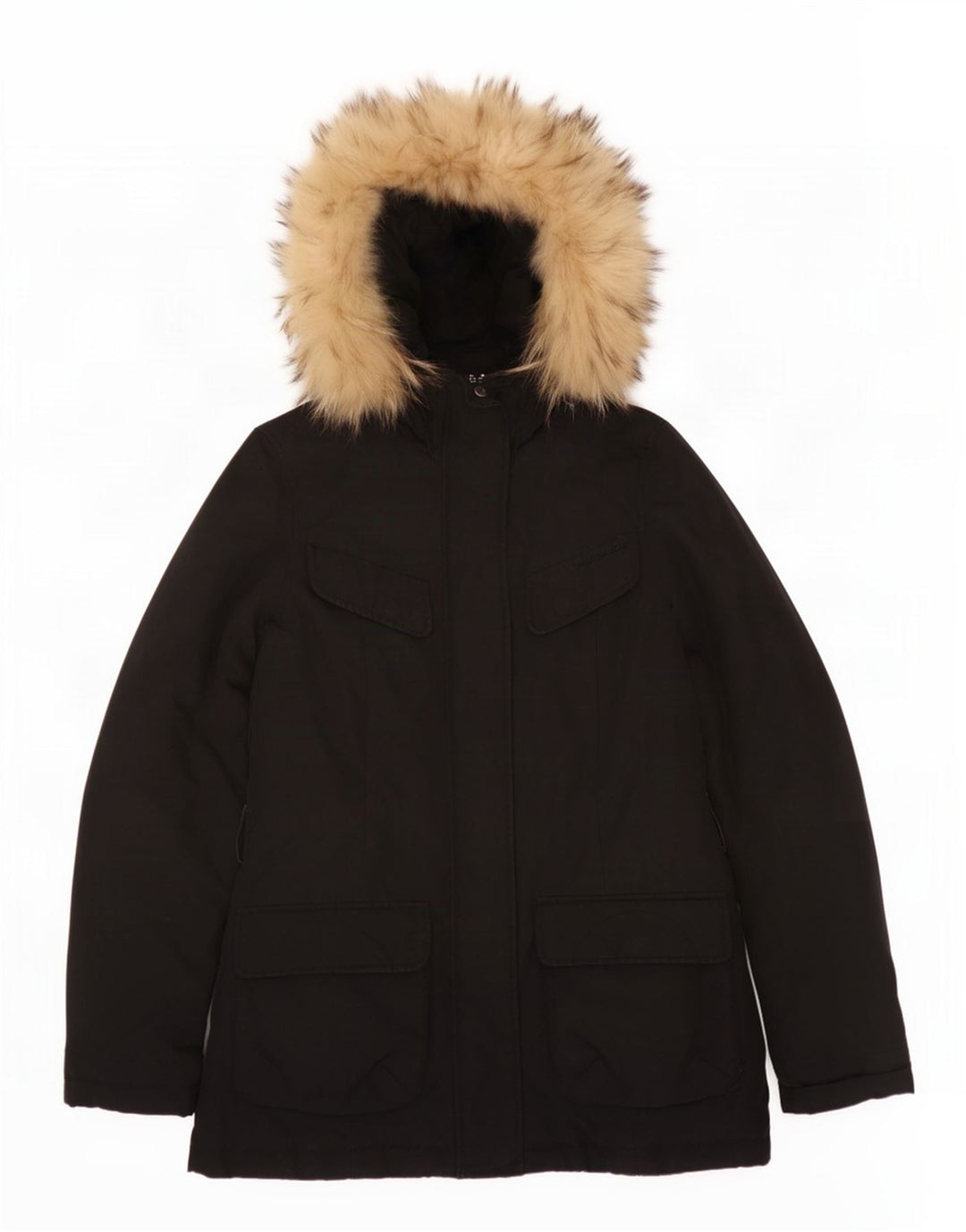 Woolrich Wattierte Damenjacke mit Kapuze, UK 10, Größe S, Schwarz