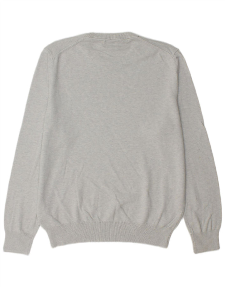 Marks & Spencer Herren-Pullover mit Rundhalsausschnitt, Größe L, aus grauer Baumwolle