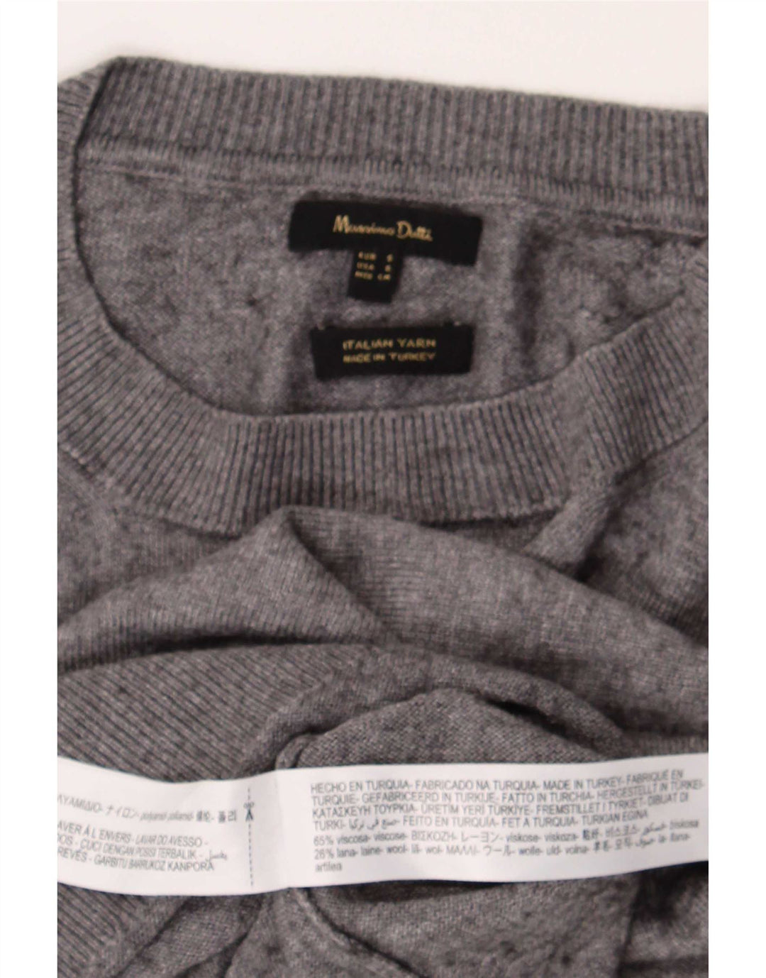 Massimo Dutti Herren-Pullover, lockere Passform, Rundhalsausschnitt, Größe S, graue Viskose