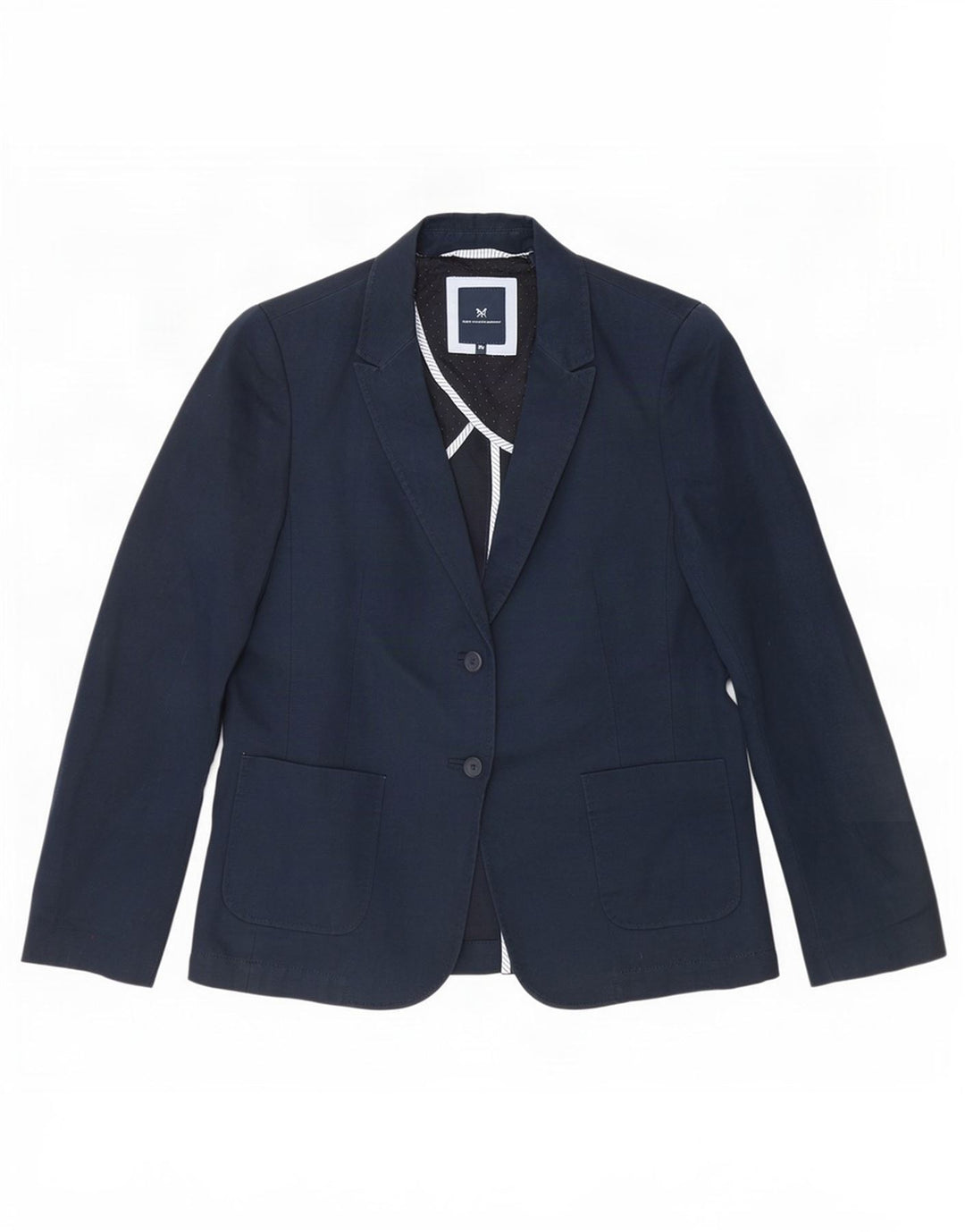 Crew Clothing Damen-Blazer mit 2 Knöpfen, Gr. 10, Größe S, Marineblau, Leinen