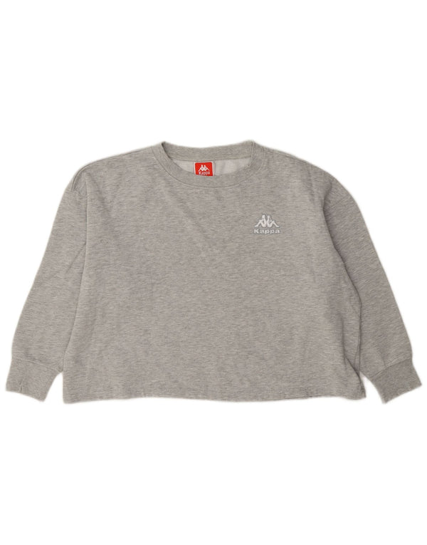 Kappa Womens Crop Oversized Sweatshirt Pullover UK 10 Small Grau meliert