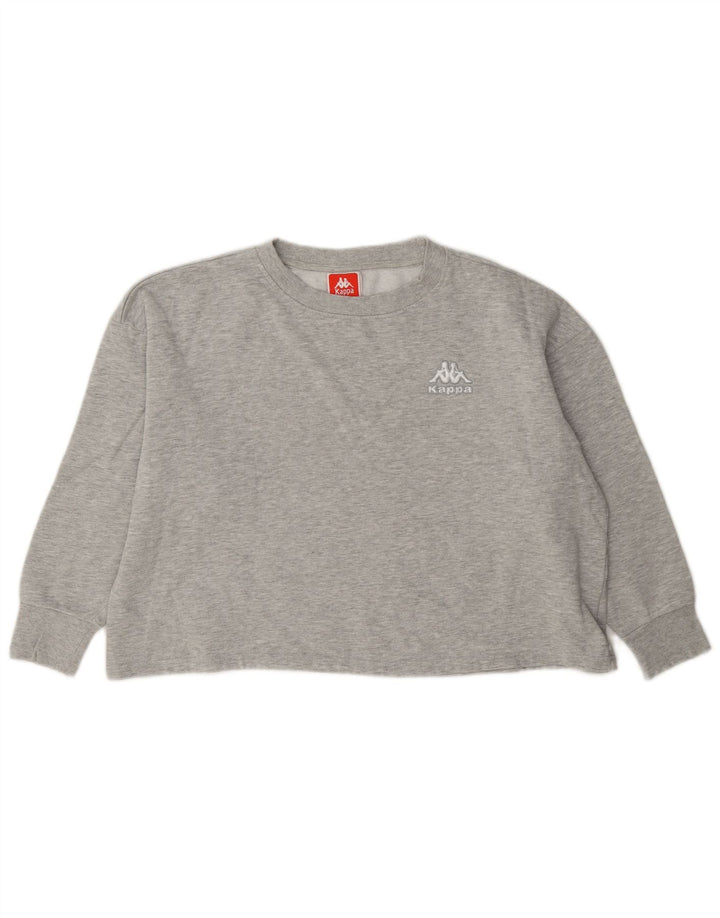 Kappa Womens Crop Oversized Sweatshirt Pullover UK 10 Small Grau meliert