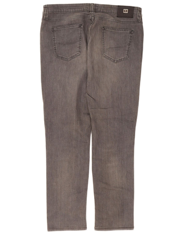 Luisa Spagnoli Damen Straight Jeans IT 48 XL W36 L28 Grau geblümte Baumwolle