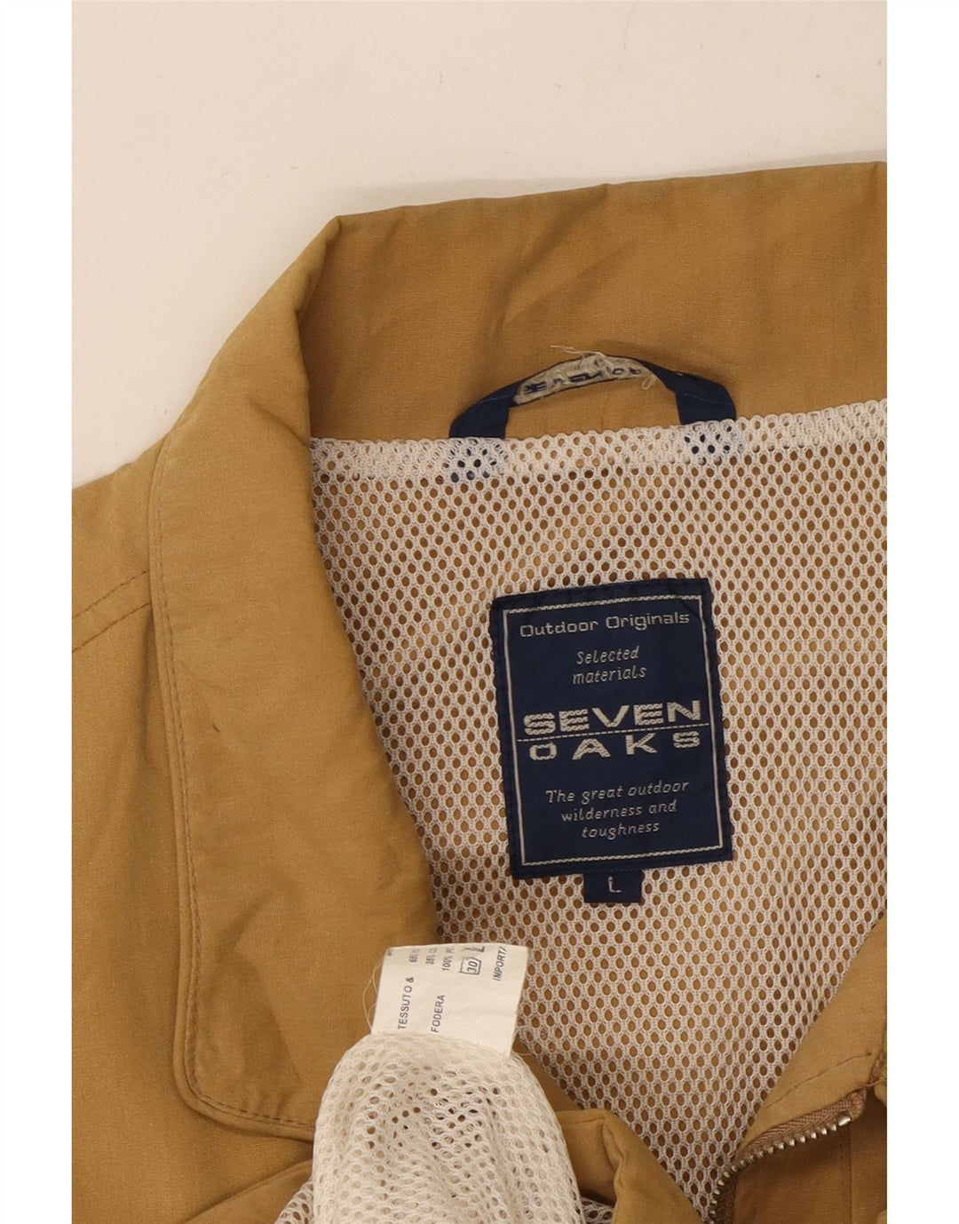 SEVEN 7 Herren Utility Gilet UK 40 Large Beige Baumwolle