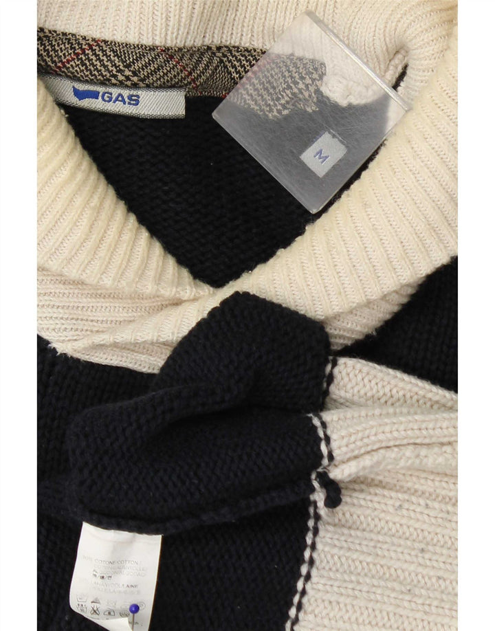 Gas Herren-Pullover mit Schalkragen, mittelgroße marineblaue Colourblock-Baumwolle