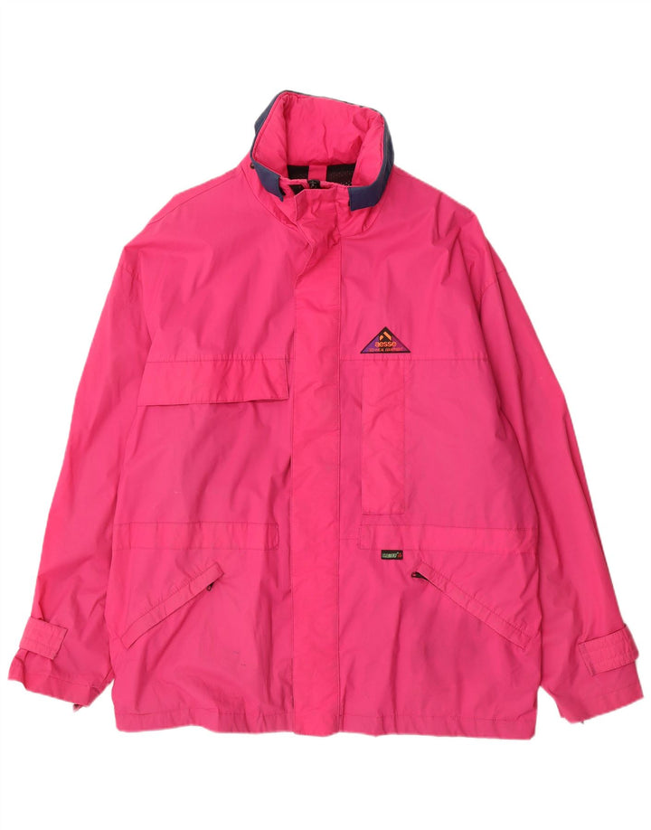 Aesse Herren-Windbreaker-Jacke, UK 40, groß, rosafarbenes Colourblock-Polyamid