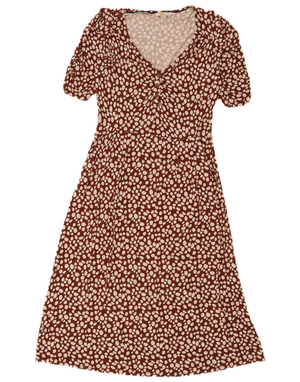 Boden Damen Maxikleid UK 12 Mittelbraun gepunktet