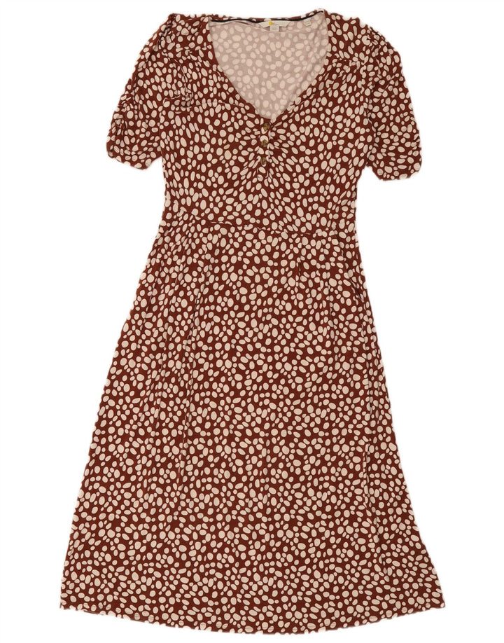 Boden Damen Maxikleid UK 12 Mittelbraun gepunktet