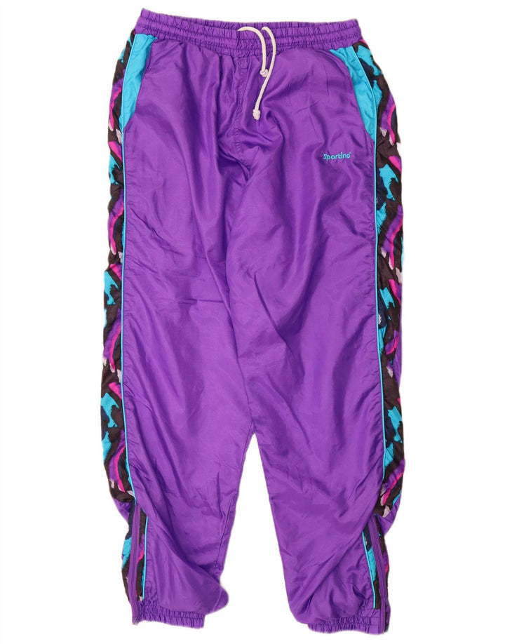 VINTAGE Herren-Trainingshose, Jogginghose, mittellila, Colourblock-Nylon