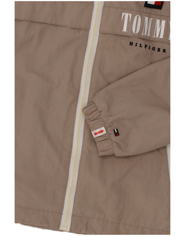 Tommy Hilfiger Jungen-Regenjacke mit grafischer Kapuze, 6–7 Jahre, graues Polyamid