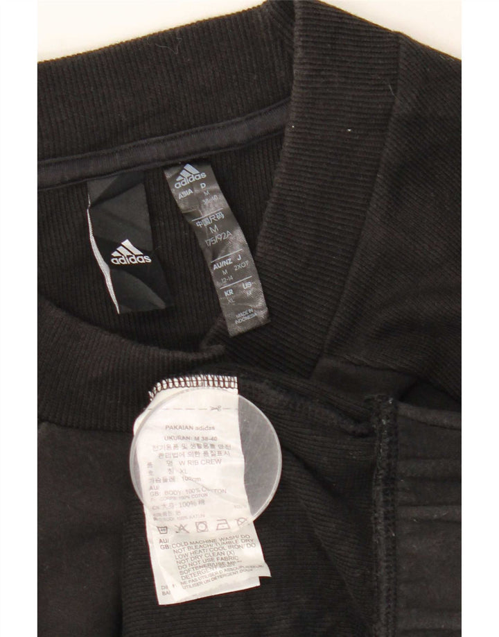 Adidas Damen Crop Sweatshirt Pullover UK 14 Medium Schwarz Colourblock