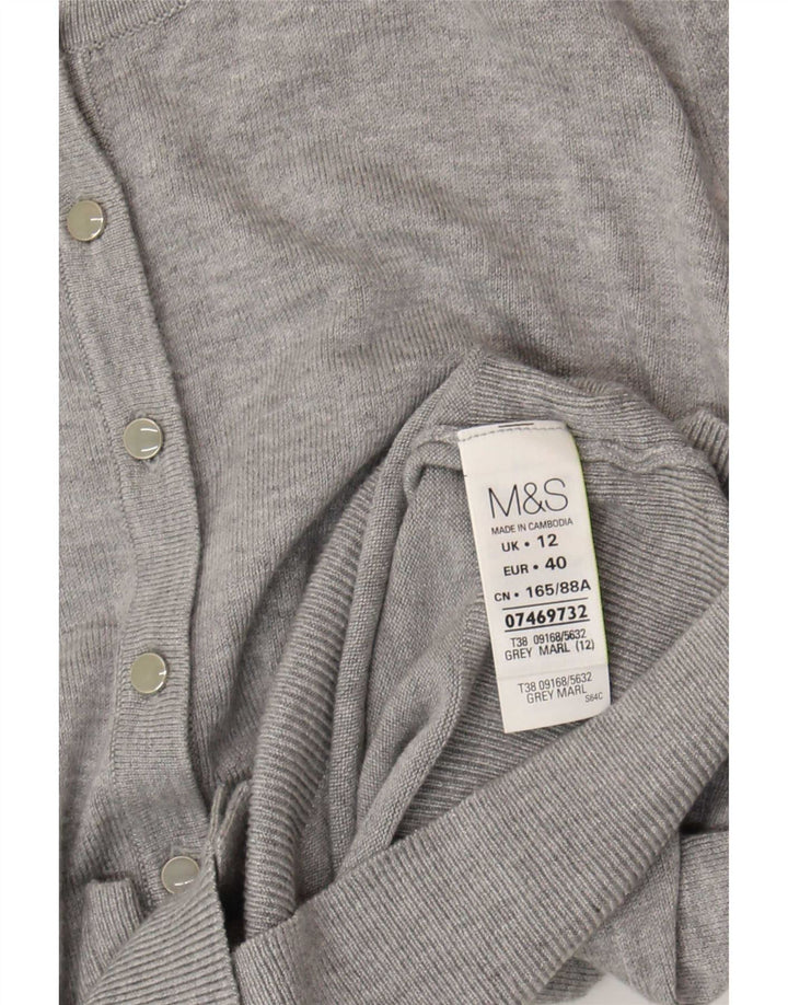 Marks & Spencer Damen Strickjacke Pullover UK 12 Mittelgraue Viskose