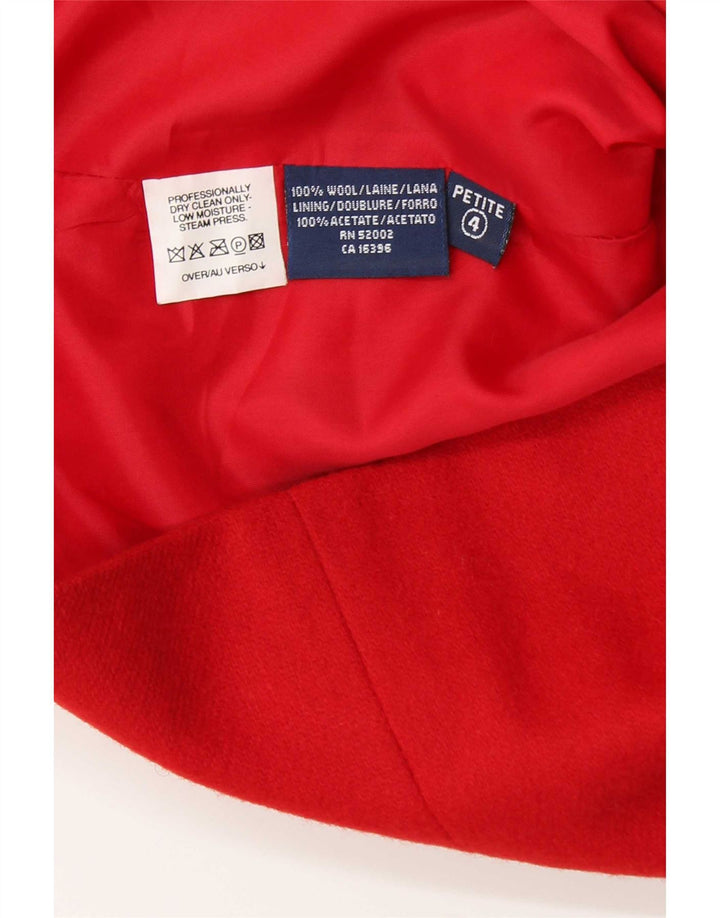 Vintage Damen 2-Knopf-Blazerjacke US 4 Kleine rote Wolle