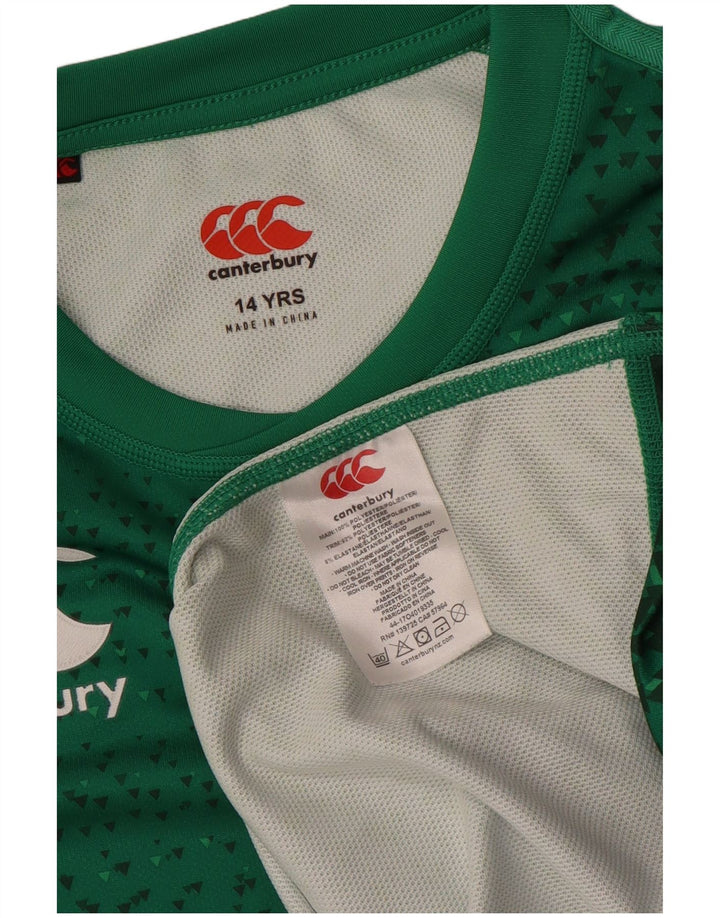 CANTERBURY Jungen IRFU Grafik T-Shirt Top 13-14 Jahre grün geometrisch